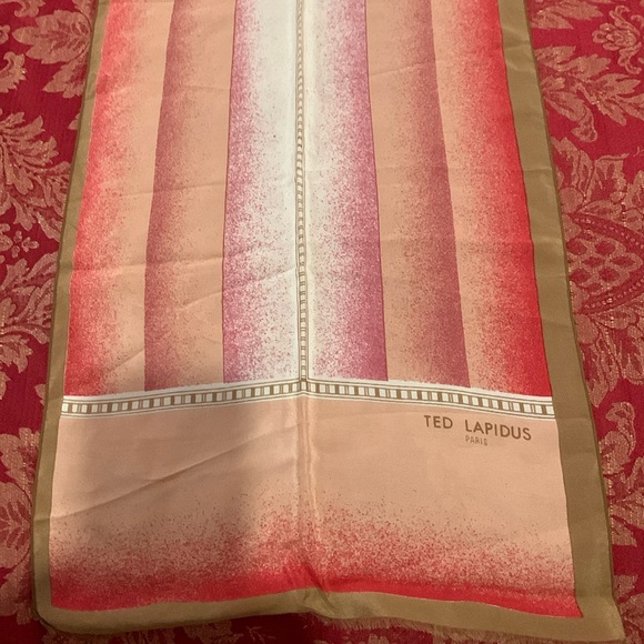Vintage signed Ted Lapidus Paris striped silk oblong scarf 13” x 54” France - Picture 1 of 8